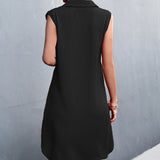 Women Sleeveless Shirt Dress