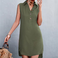 Women Sleeveless Shirt Dress