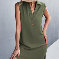 Women Sleeveless Shirt Dress