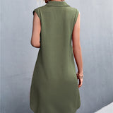 Women Sleeveless Shirt Dress