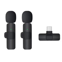 2 Pieces Wireless Lavalier Microphone Set Mic for Android iPhone iPad Vlog Live Stream