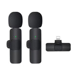 2 Pieces Wireless Lavalier Microphone Set Mic for Android iPhone iPad Vlog Live Stream