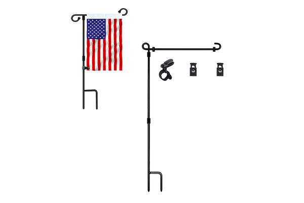 Garden Flag Stand-Holder-Pole with Flag Stopper and Clip