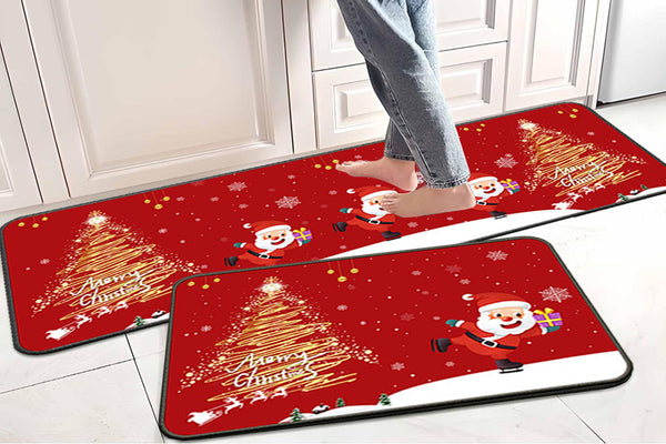 Two-Pieces Christmas Kitchen Floor Mat