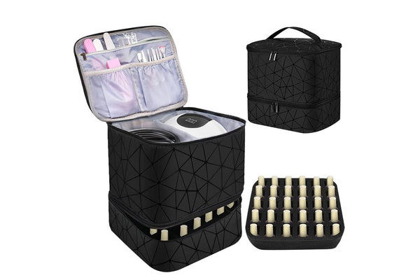 Double Layer Nail Polish Carrying Case Bag Holds 30 Bottles