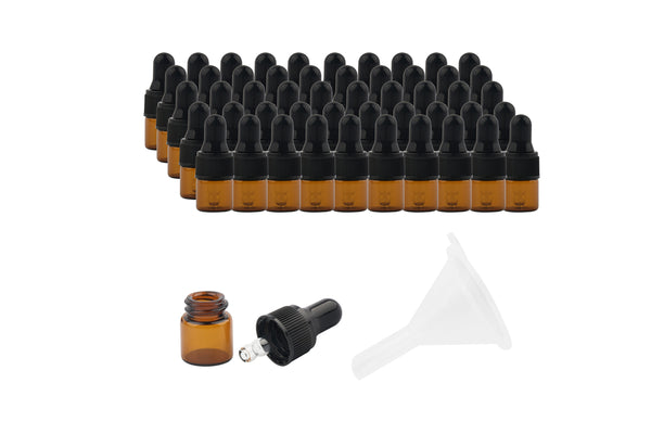 50 Pcs 1/2ml Amber Glass Dropper Bottle with Droppers