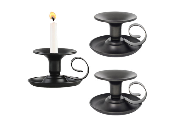 2Pcs Retro Black Iron Taper Candle Holders for Thanksgiving Christmas