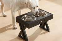 Elevated Pet Feeder Food Water with Double Bowl Adjustable Height Raised Stand