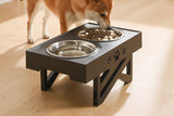 Elevated Pet Feeder Food Water with Double Bowl Adjustable Height Raised Stand