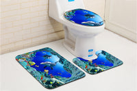 3Pcs Non-Slip Rug Bath Mat Bathroom Contour Toilet Seat Lid Cover Set