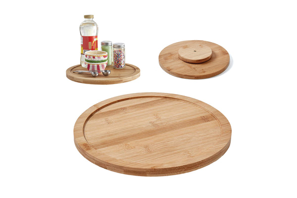 30cm Diameter Bamboo Turntable for Kitchen Pantry Countertop Table