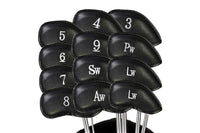 Set of 12Pcs PU Leather Head Cover Golf Iron Club Putter Head Cover