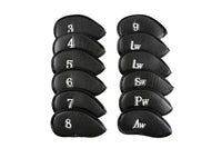 Set of 12Pcs PU Leather Head Cover Golf Iron Club Putter Head Cover