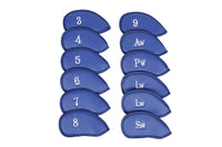 Set of 12Pcs PU Leather Head Cover Golf Iron Club Putter Head Cover