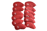 Set of 12Pcs PU Leather Head Cover Golf Iron Club Putter Head Cover