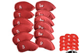 Set of 12Pcs PU Leather Head Cover Golf Iron Club Putter Head Cover