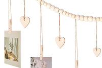 Wall Hanging Photo Display Wooden Beads Garland Photo Holders