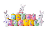 Bunny Holding Eggs and Happy Easter Decorations
