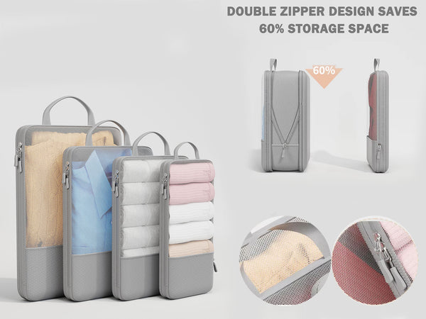 4Pcs Zipper Compression Storage Bags Travel Luggage Organizers