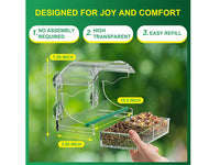 Window Bird Feeder with Detachable Seed Tray for Small Birds