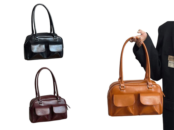 Women Pu Leather Underarm Bag Business Shoulder Bag