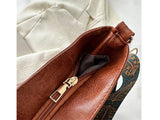 PU Leather High-Capacity Shoulder Sling Bag with Wide Strap
