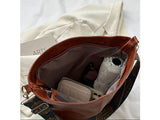 PU Leather High-Capacity Shoulder Sling Bag with Wide Strap