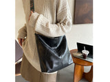 PU Leather High-Capacity Shoulder Sling Bag with Wide Strap