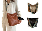 PU Leather High-Capacity Shoulder Sling Bag with Wide Strap
