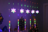 Christmas Curtain String Lights with Snowflake and Icicle Design
