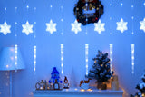 Christmas Curtain String Lights with Snowflake and Icicle Design