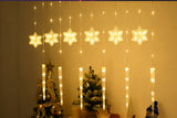 Christmas Curtain String Lights with Snowflake and Icicle Design