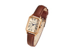 Retro Ladies Rectangular Watch with Leather Band