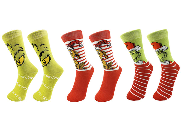 1 Pair of Grinch-Inspired Christmas Socks
