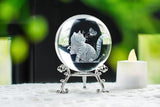 60mm 3D Laser Engraved Crystal Ball Cat Decoration Gift
