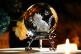 60mm 3D Laser Engraved Crystal Ball Cat Decoration Gift
