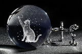 60mm 3D Laser Engraved Crystal Ball Cat Decoration Gift