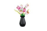 Tulip And Rose Building Blocks Set With Vase For Home Decoration