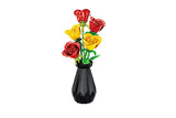 Tulip And Rose Building Blocks Set With Vase For Home Decoration