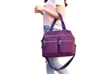 Multi-Pocket Nylon Tote Bag with Adjustable Shoulder Strap Crossbody Handbag Travel Bag