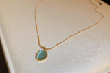 Collarbone Chain Dainty Oval Pendant Necklace