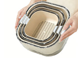 3pcs Reversible Double Layer Colander 2-in-1 Vegetable Washing Basket Food Cover Kitchen Strainer