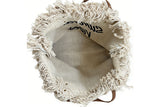 Women's Large Canvas Beach Tote Bag Fringe Shoulder Bag