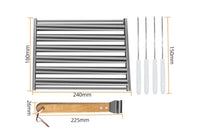 Sausage Roller Stainless Steel Rack Hot Dog Grill with Wooden Handle and 4 BBQ Skewers