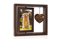 Pet Memorial Gifts for Dogs Cats Rotating Wooden Picture Frame for 4x6-inch Photo