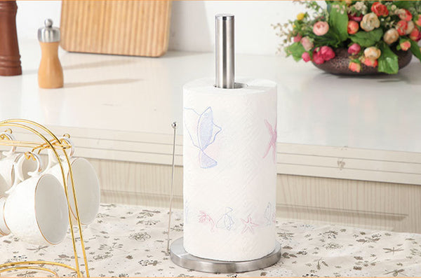 Kitchen Roll Holder Freestanding Stainless Steel Paper Towel Stand Metal Pole