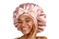 Polyester Satin Hair Bonnet with Tie Band for Sleeping
