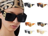 Oversized Retro Square Sunglasses with B-Logo Design
