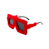 Y2K Plush Fuzzy Square Glasses