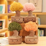 Emotional Support Toy with Expression and Plush Stuffed Potted Fortune Tree Ornament